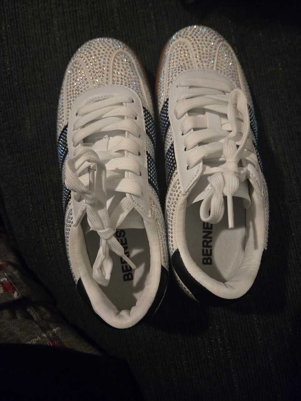White Women's Crystal-Trim Athletic Sneakers